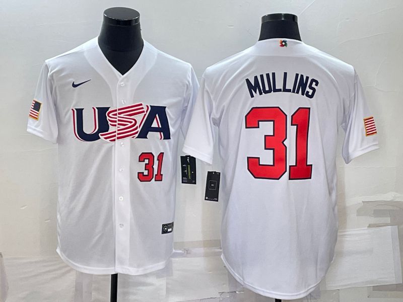 Men 2023 World Cub USA #31 Mullins White Nike MLB Jersey3